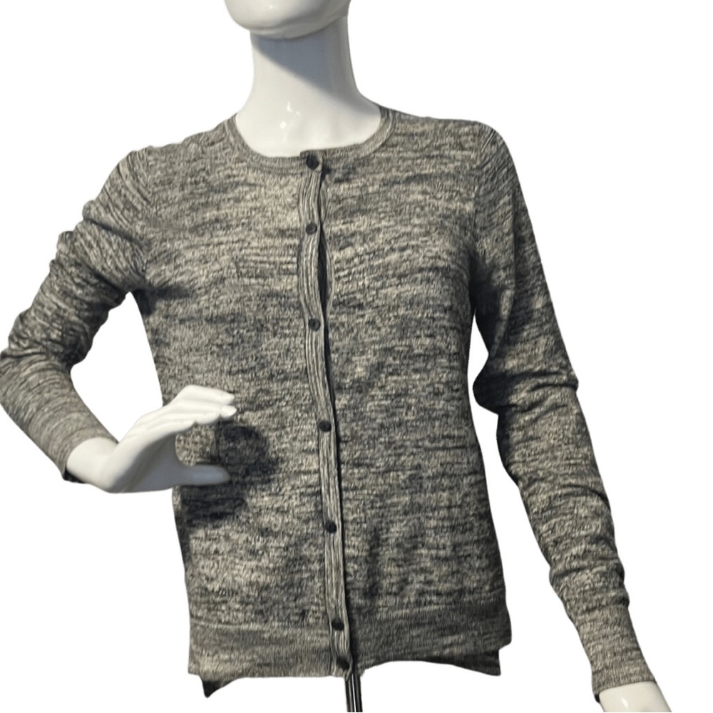 (006) Ann Taylor Loft Black & White Sweater Cardigan Button Down
